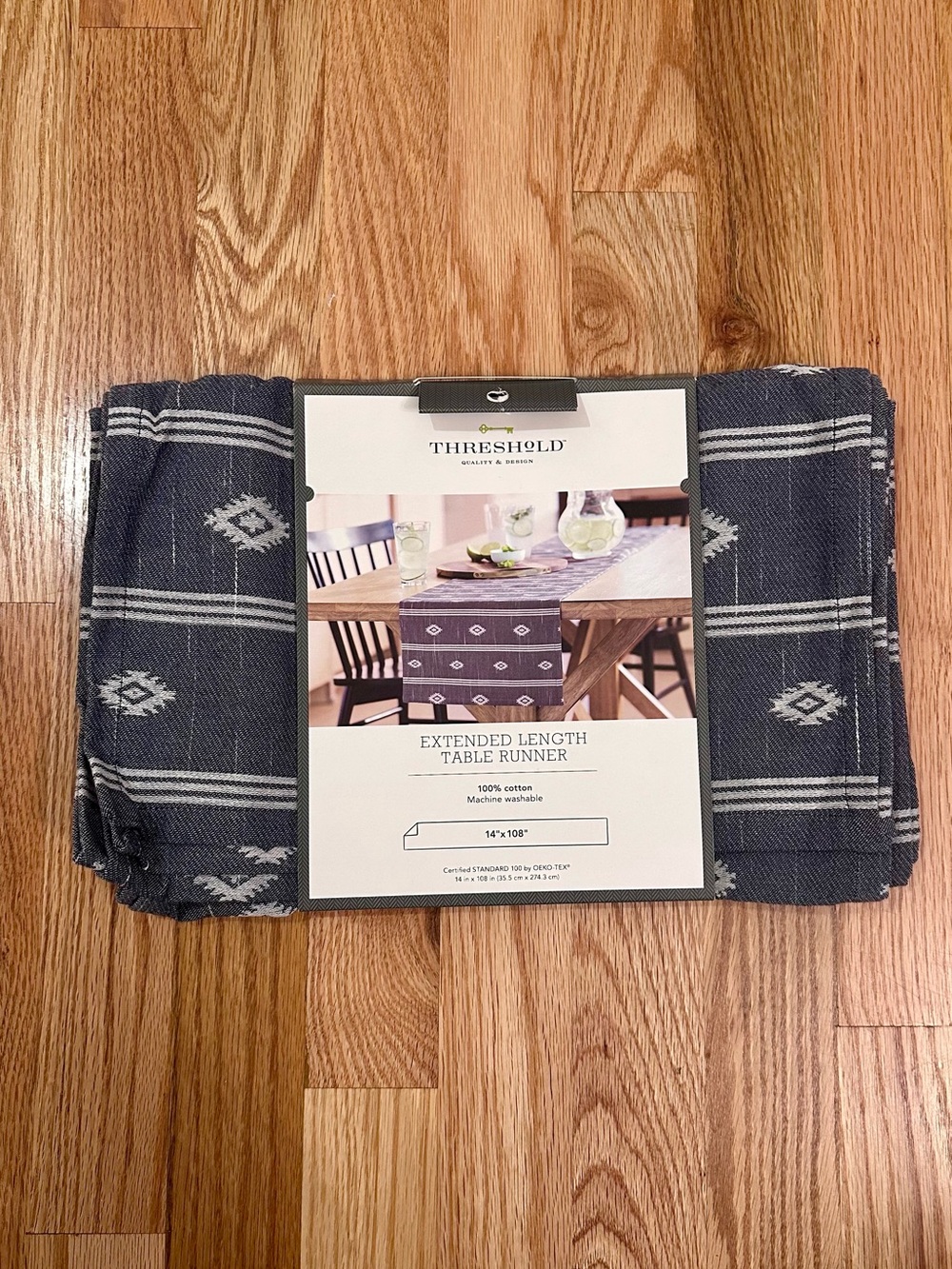 Threshold Southwest Print Extended Table Runner, Blue/White